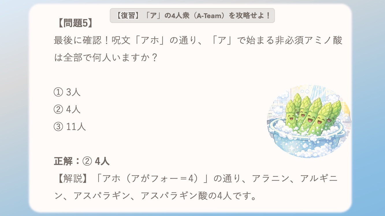 非必須アミノ酸の語呂をイメージしたイラストです。