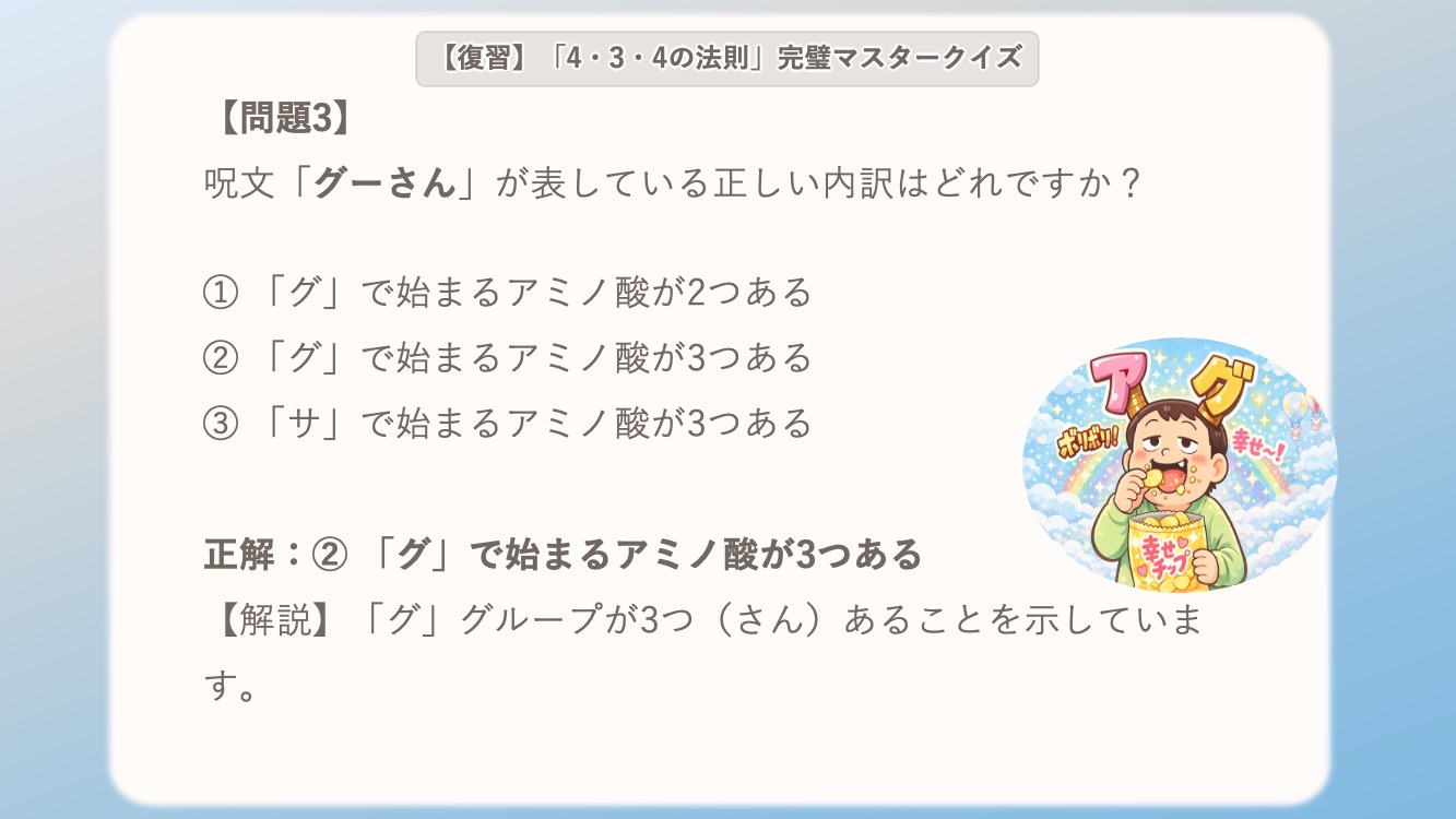 非必須アミノ酸の語呂を説明するイラスト。