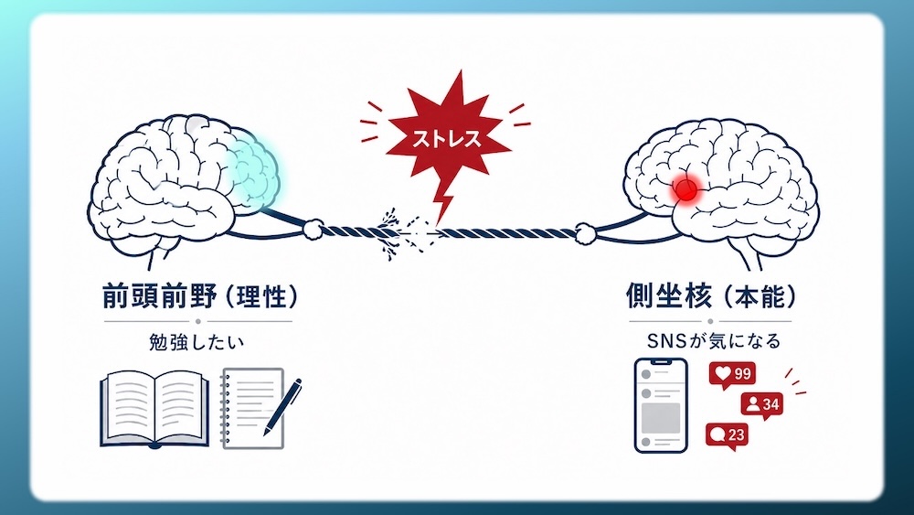 スマホを物理的に遠ざけ、脳のワーキングメモリを解放する『脳内ハック』の図解です。最新の神経科学では、視界にスマホがあるだけで認知容量が低下することが証明されています。本書籍リストでは、ドーパミン制御やナッジ理論を活用し、学習効率を劇的に高める環境設計を伝授。医学生や受験生が集中力を最大化し、最短ルートで成果を出すための科学的ハック術をマスターして、学習の質を根本から変えましょう。
